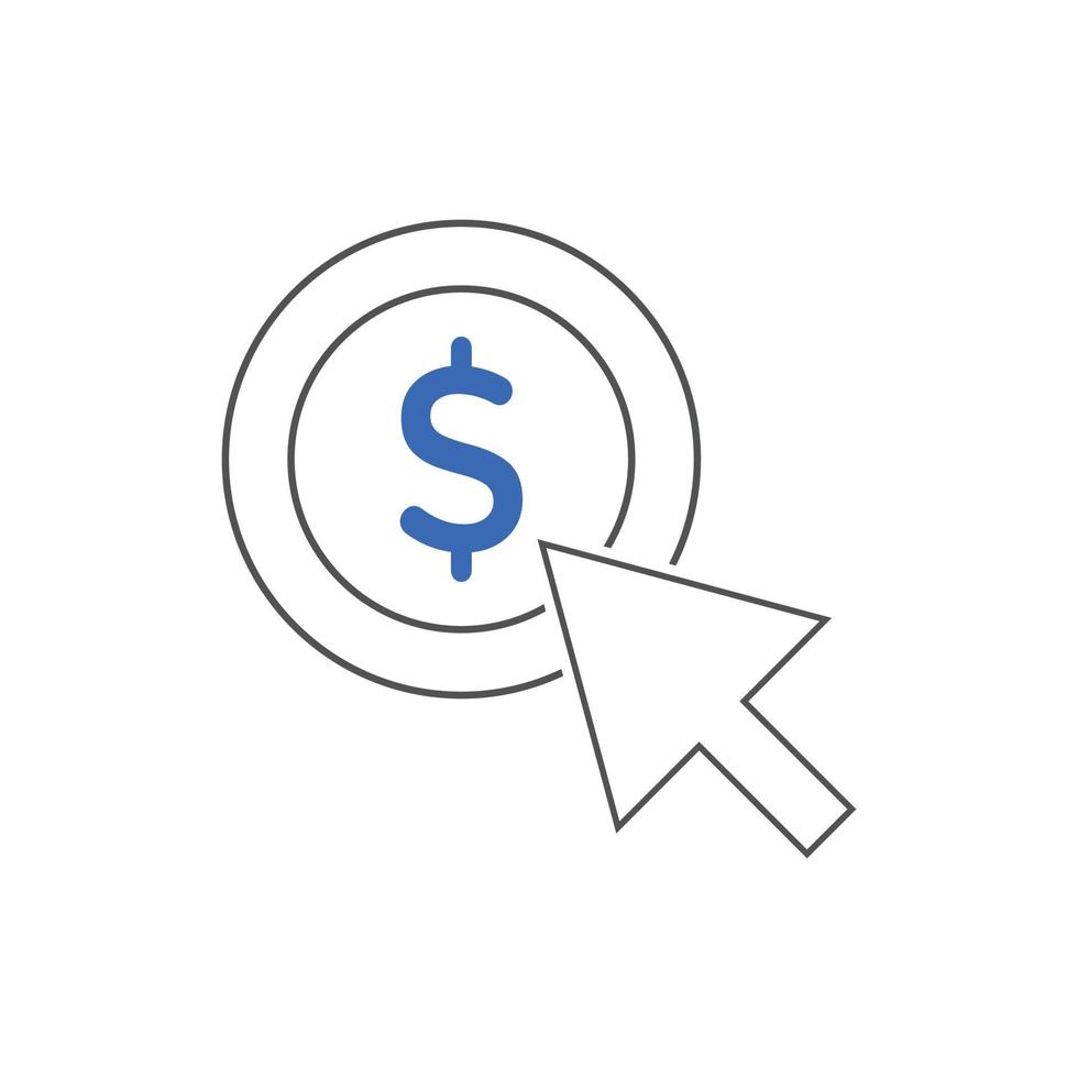 Pay per click icons. Concept for SEO, payment collection and web design. PPC icon vector