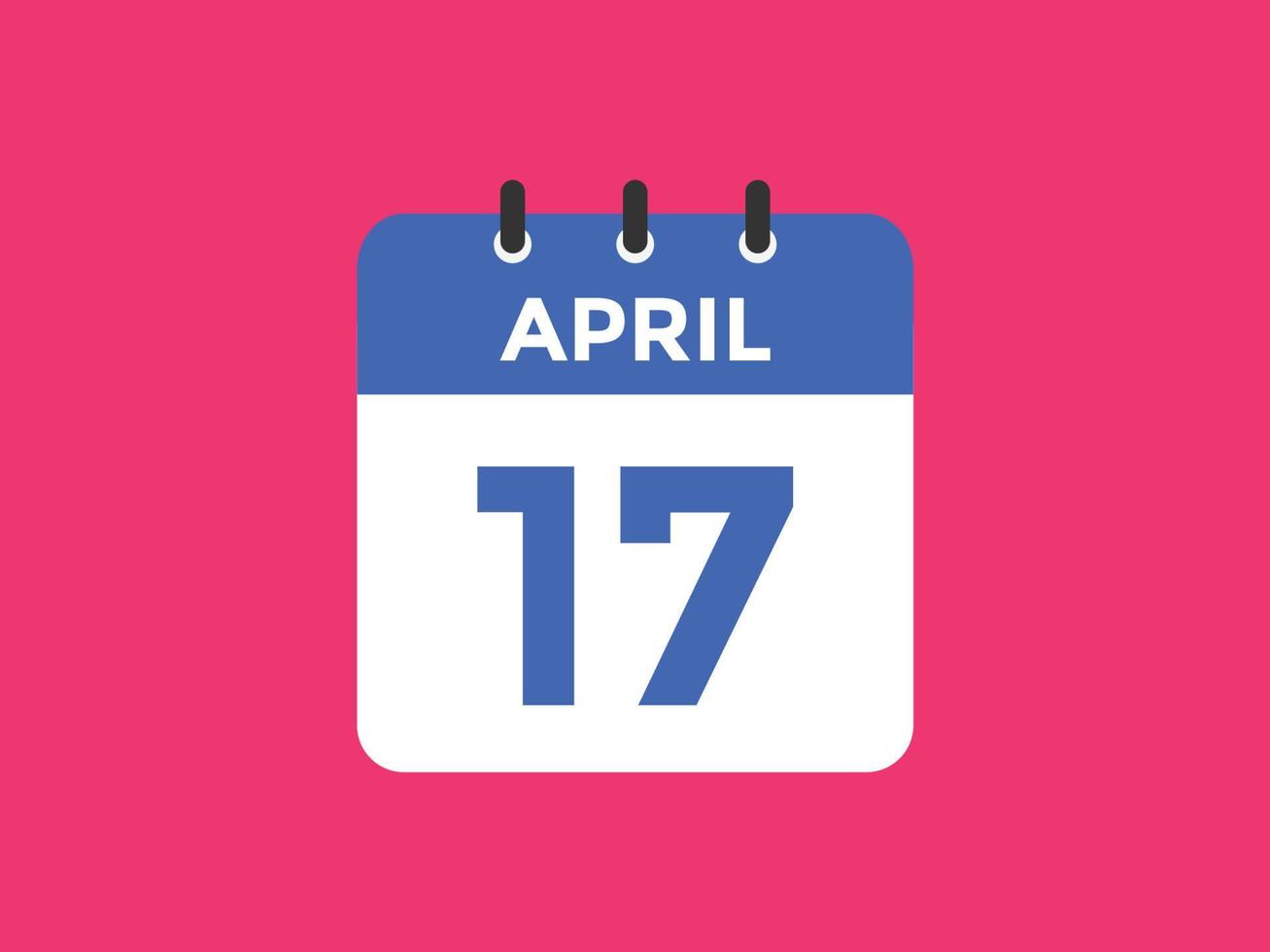 april 17 calendar reminder. 17th april daily calendar icon template. Calendar 17th april icon Design template. Vector illustration