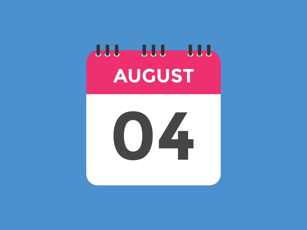 August 4 Calendar Reminder 4th August Daily Calendar Icon Template august-4-calendar-reminder-4th-august-daily-calendar-icon-template