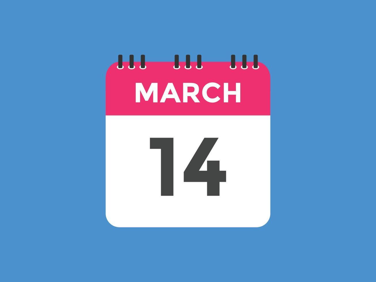 march 14 calendar reminder. 14th march daily calendar icon template. Calendar 14th march icon Design template. Vector illustration