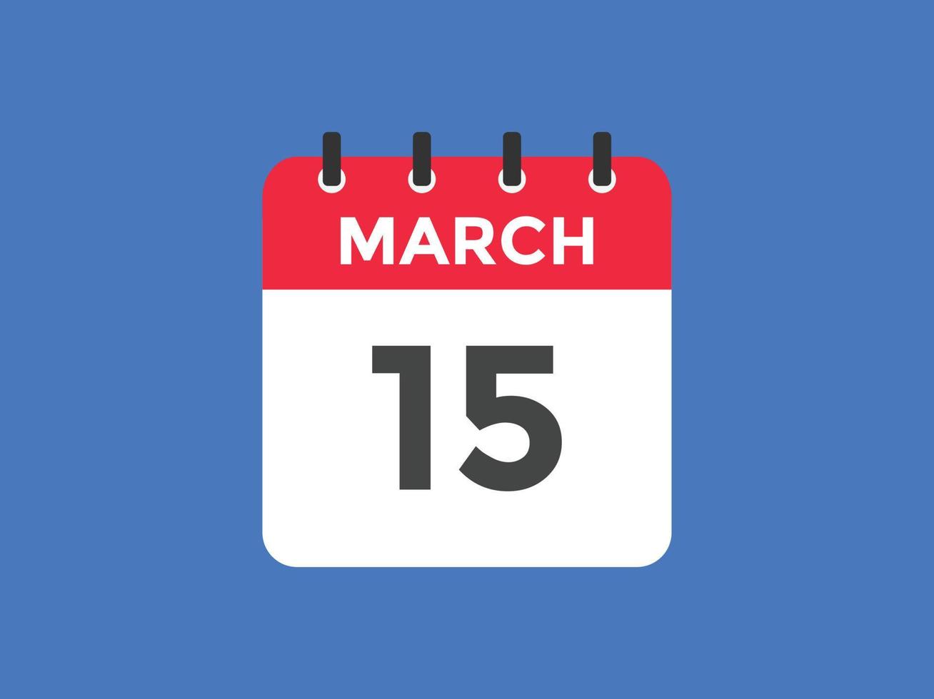 Recordatorio del calendario del 15 de marzo. Plantilla de icono de calendario diario del 15 de marzo. plantilla de diseño de icono de calendario 15 de marzo. ilustración vectorial vector