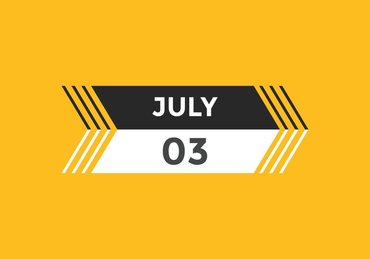 july 3 calendar reminder. 3rd july daily calendar icon template. Calendar 3rd july icon Design template. Vector illustration