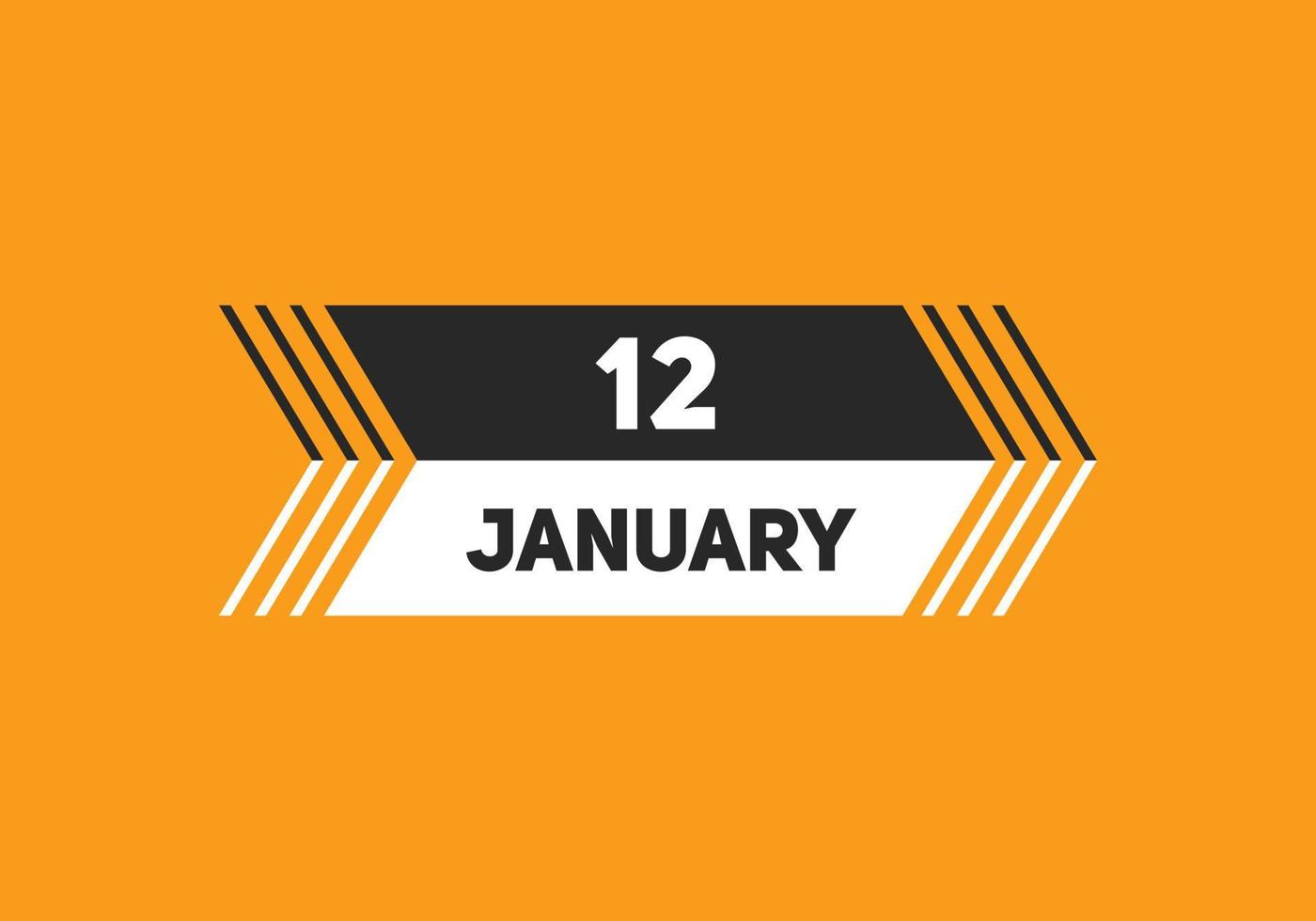 january 12 calendar reminder. 12th january daily calendar icon template. Calendar 12th january icon Design template. Vector illustration