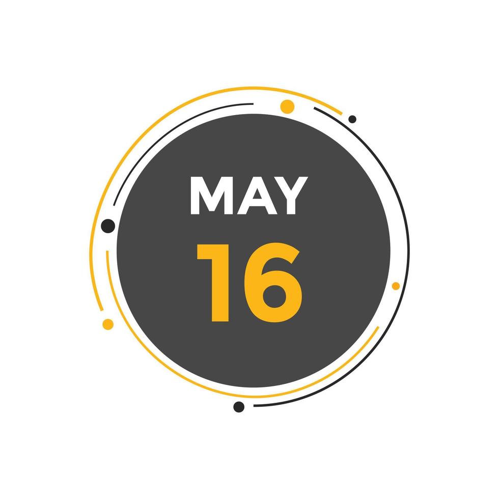 may 16 calendar reminder. 16th may daily calendar icon template. Calendar 16th may icon Design template. Vector illustration