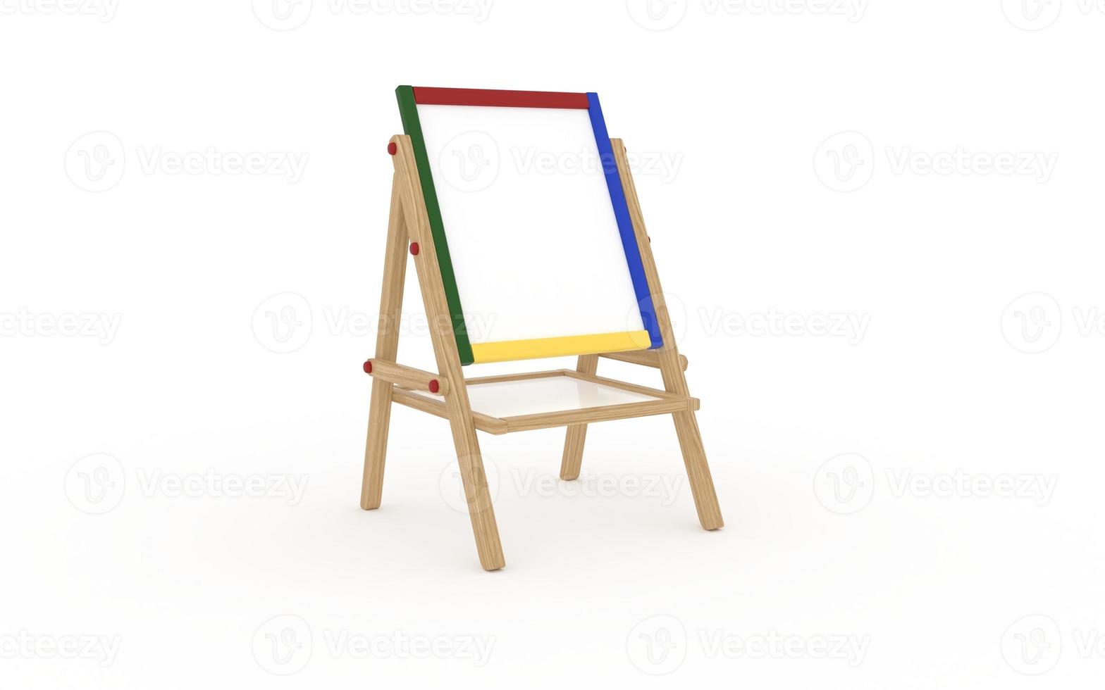 Canvas Print wood easel with white canvas isolated 