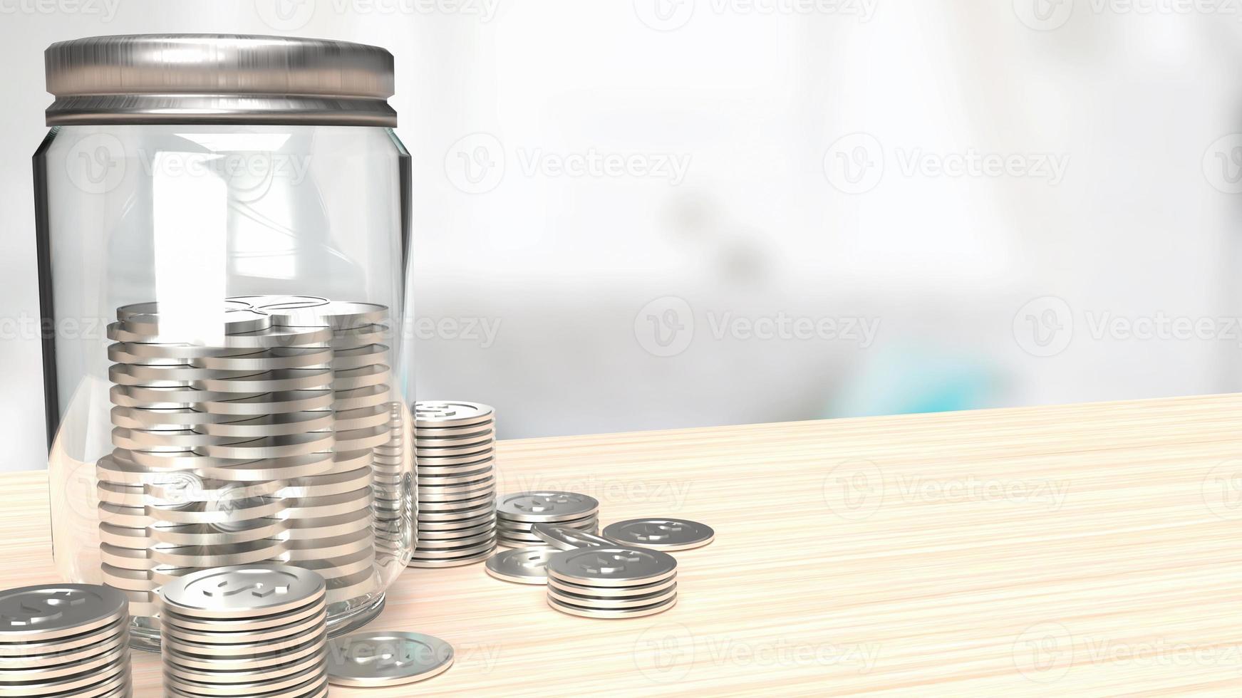 The jar coins for saving concept 3d rendering photo