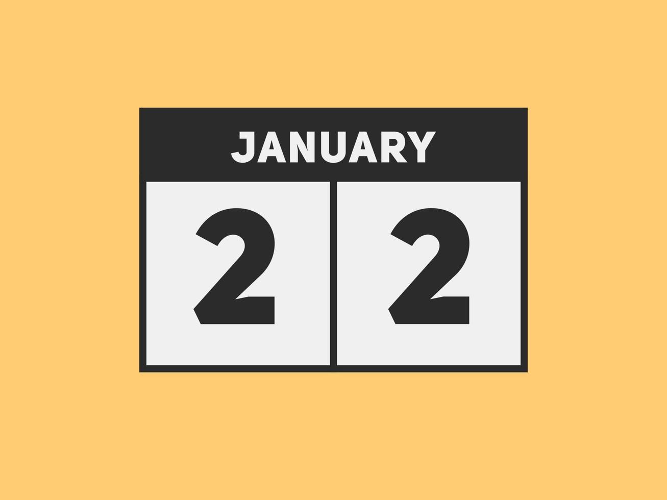 Recordatorio del calendario del 22 de enero. Plantilla de icono de calendario diario del 22 de enero. plantilla de diseño de icono de calendario 22 de enero. ilustración vectorial vector