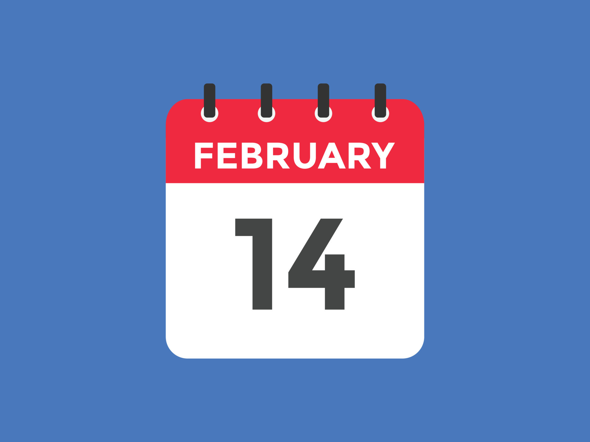 Recordatorio del calendario del 14 de febrero. Plantilla de icono de