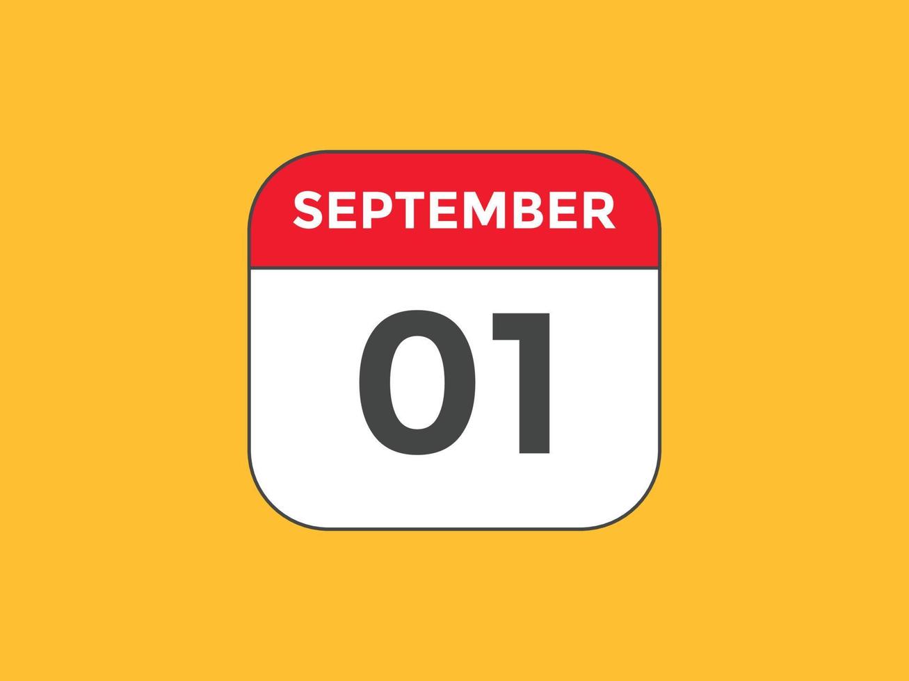 september 1 calendar reminder. 1st september daily calendar icon template. Calendar 1st september icon Design template. Vector illustration