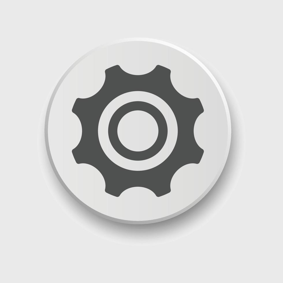 icono de configuración para aplicaciones o interfaz web con botón. conjunto de configuraciones, equipo, vector de icono de cog con botón. signo de ajuste de estilo plano o engranaje con botón