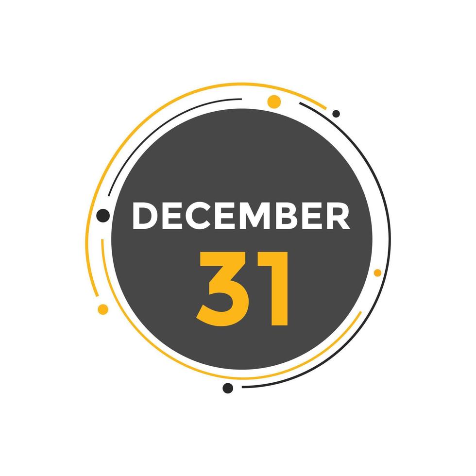 Recordatorio del calendario del 31 de diciembre. Plantilla de icono de calendario diario del 31 de diciembre. plantilla de diseño de icono de calendario 31 de diciembre. ilustración vectorial vector
