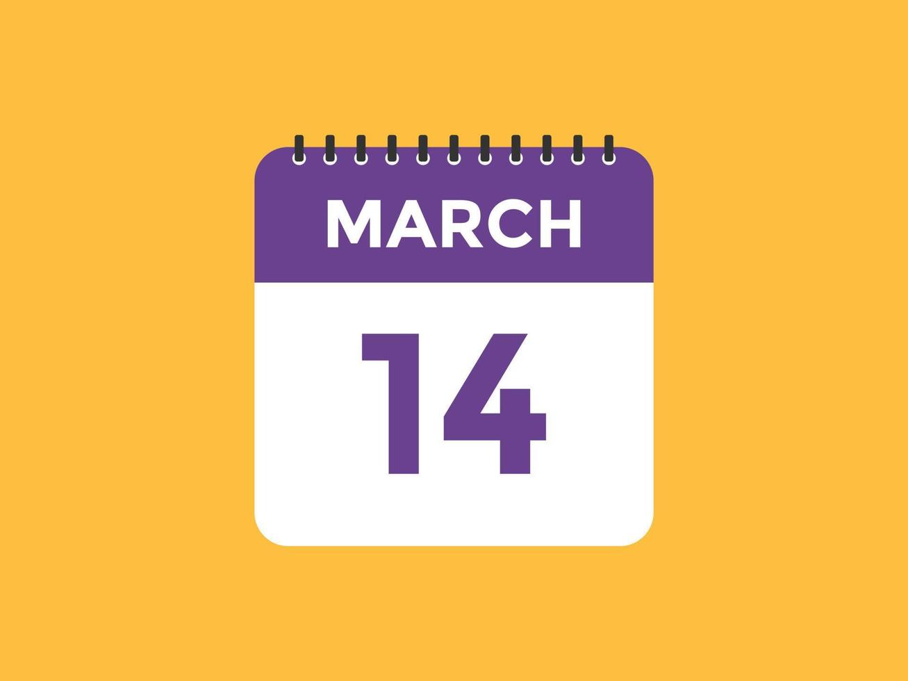 march 14 calendar reminder. 14th march daily calendar icon template. Calendar 14th march icon Design template. Vector illustration