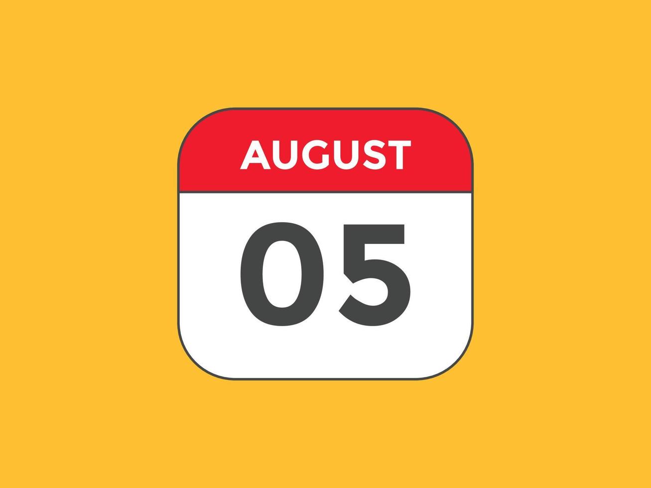 august 5 calendar reminder. 5th august daily calendar icon template. Calendar 5th august icon Design template. Vector illustration