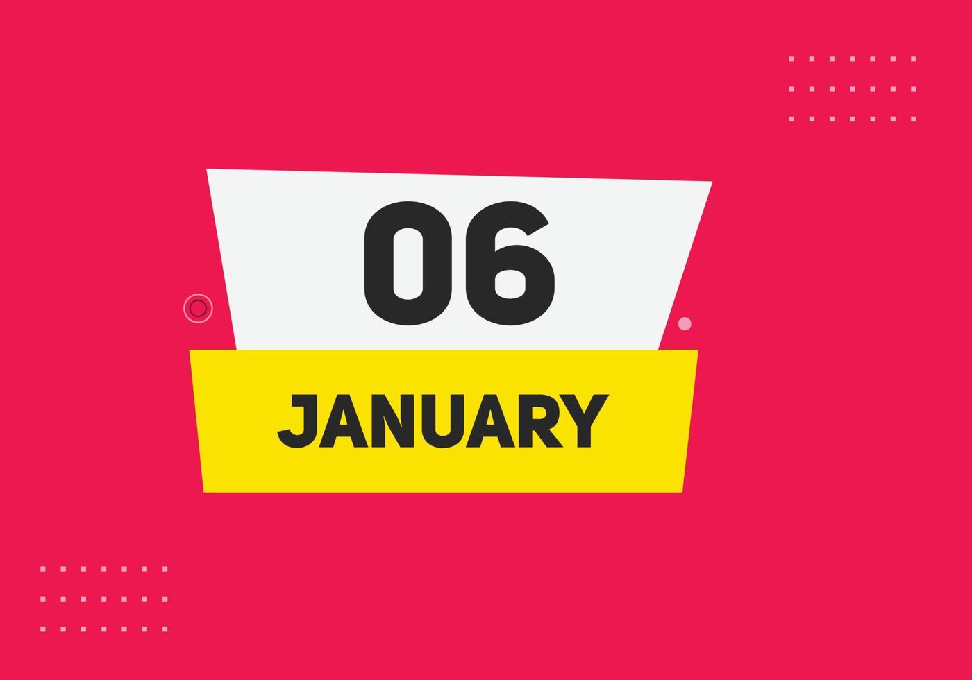 january 6 calendar reminder. 6th january daily calendar icon template. Calendar 6th january icon Design template. Vector illustration