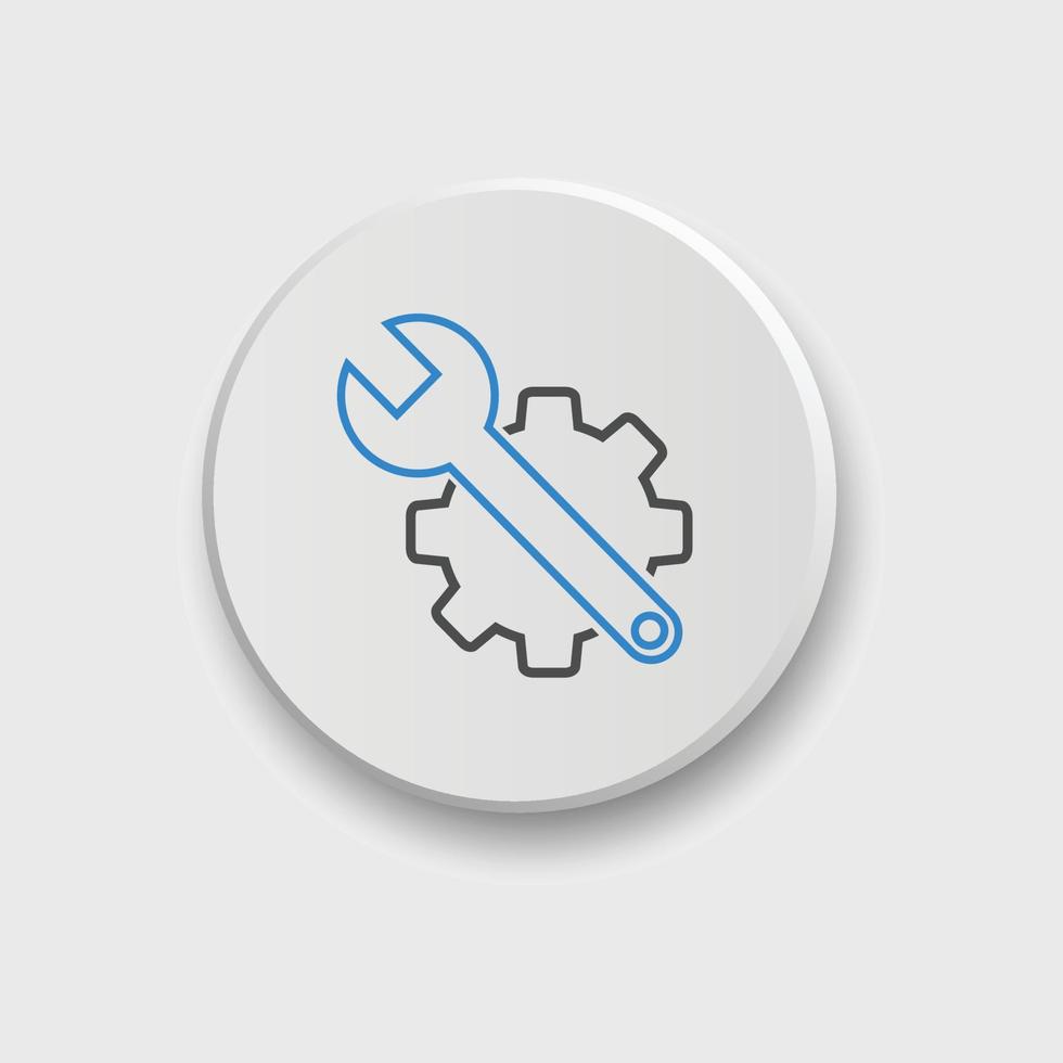 conjunto de iconos de engranaje y llave inglesa ilustración vectorial. paquete de iconos de herramientas de servicio para ui, redes sociales, sitio web aislado en fondo blanco. icono de configuración de estilo plano. vector