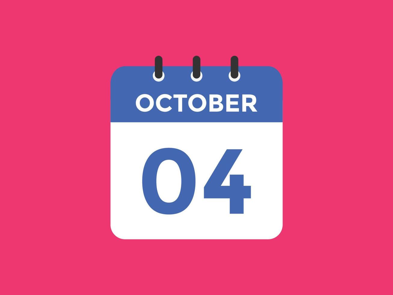 october 4 calendar reminder. 4th october daily calendar icon template