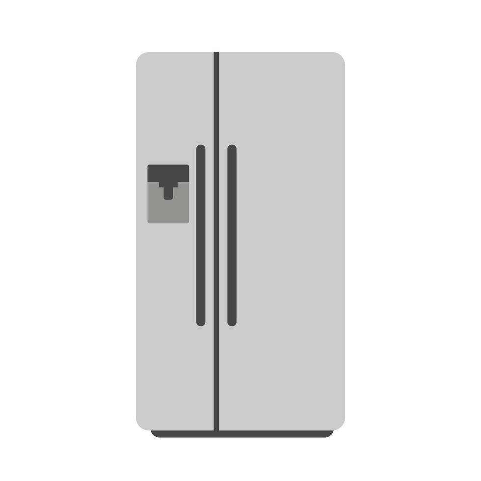 Refrigerator clipart vector illustration. Simple stainless steel fridge flat vector design. Modern side by side refrigerator sign icon. Refrigerator cartoon clipart. Kitchen appliances concept symbol