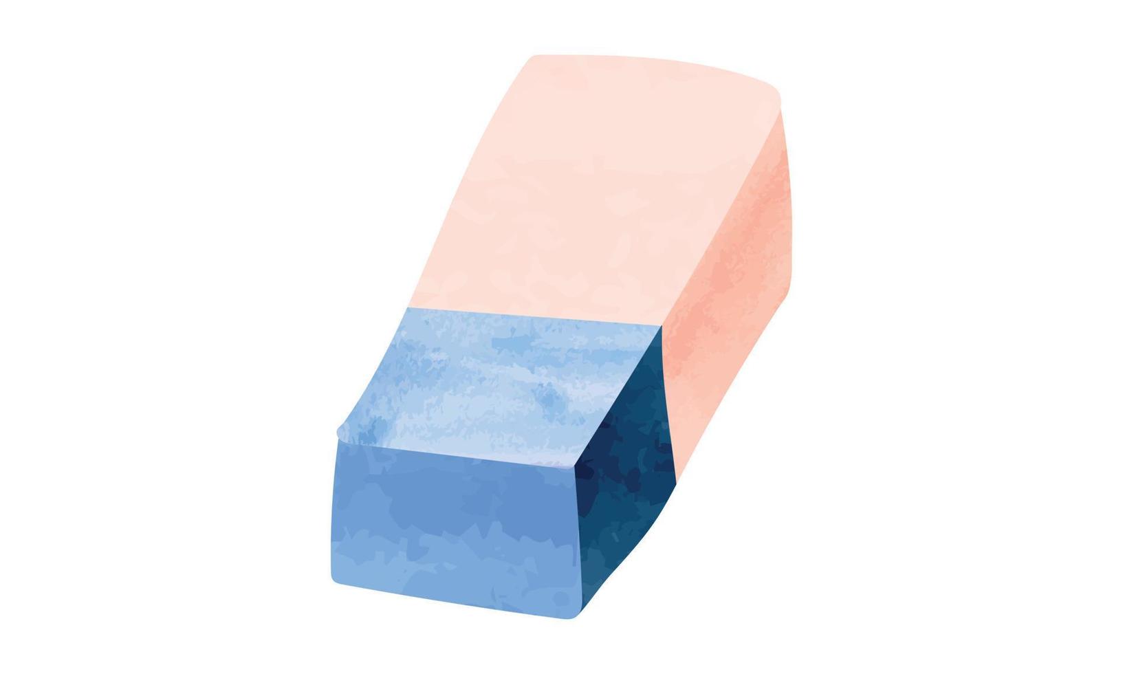 Watercolor rubber eraser hand drawn vector illustration isolated on