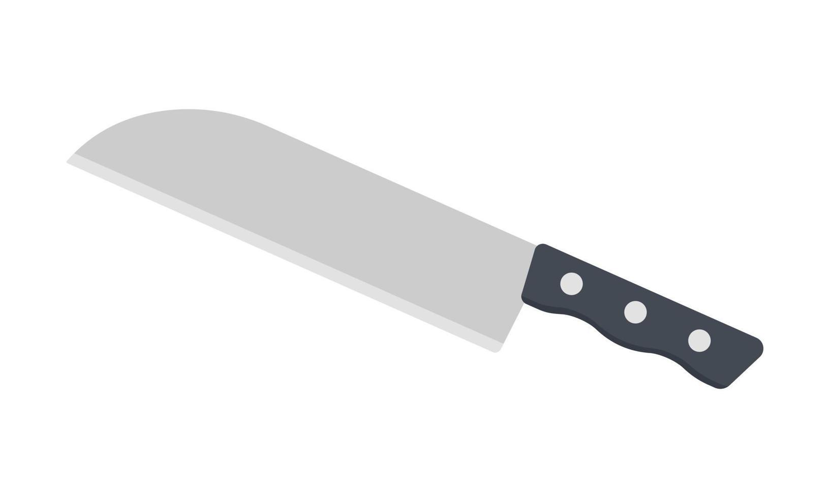 cocina universal cuchillo clipart vector ilustración. cuchillo santoku con mango de plástico diseño vectorial plano. icono de signo de cuchillo santoku. clipart de dibujos animados de cuchillo universal. símbolo del concepto de cocina