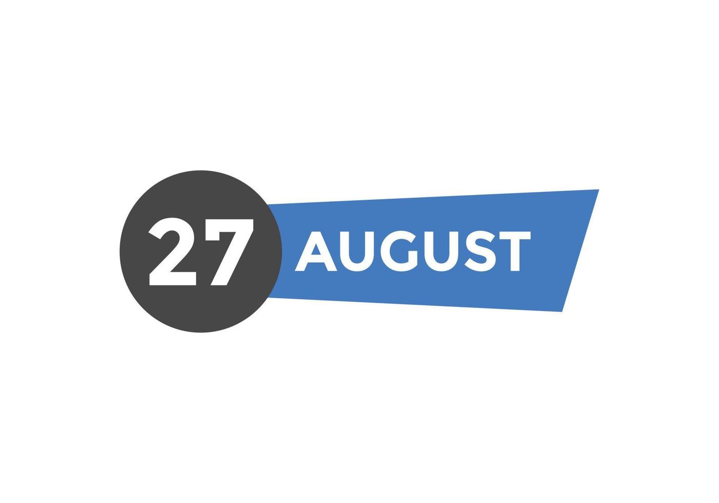 august 27 calendar reminder. 27th august daily calendar icon template. Calendar 27th august icon Design template. Vector illustration