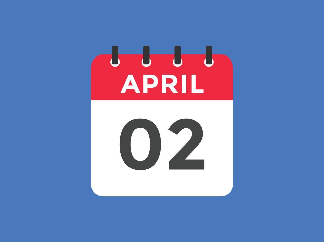 april 2 calendar reminder. 2nd april daily calendar icon template. Calendar 2nd april icon Design template. Vector illustration