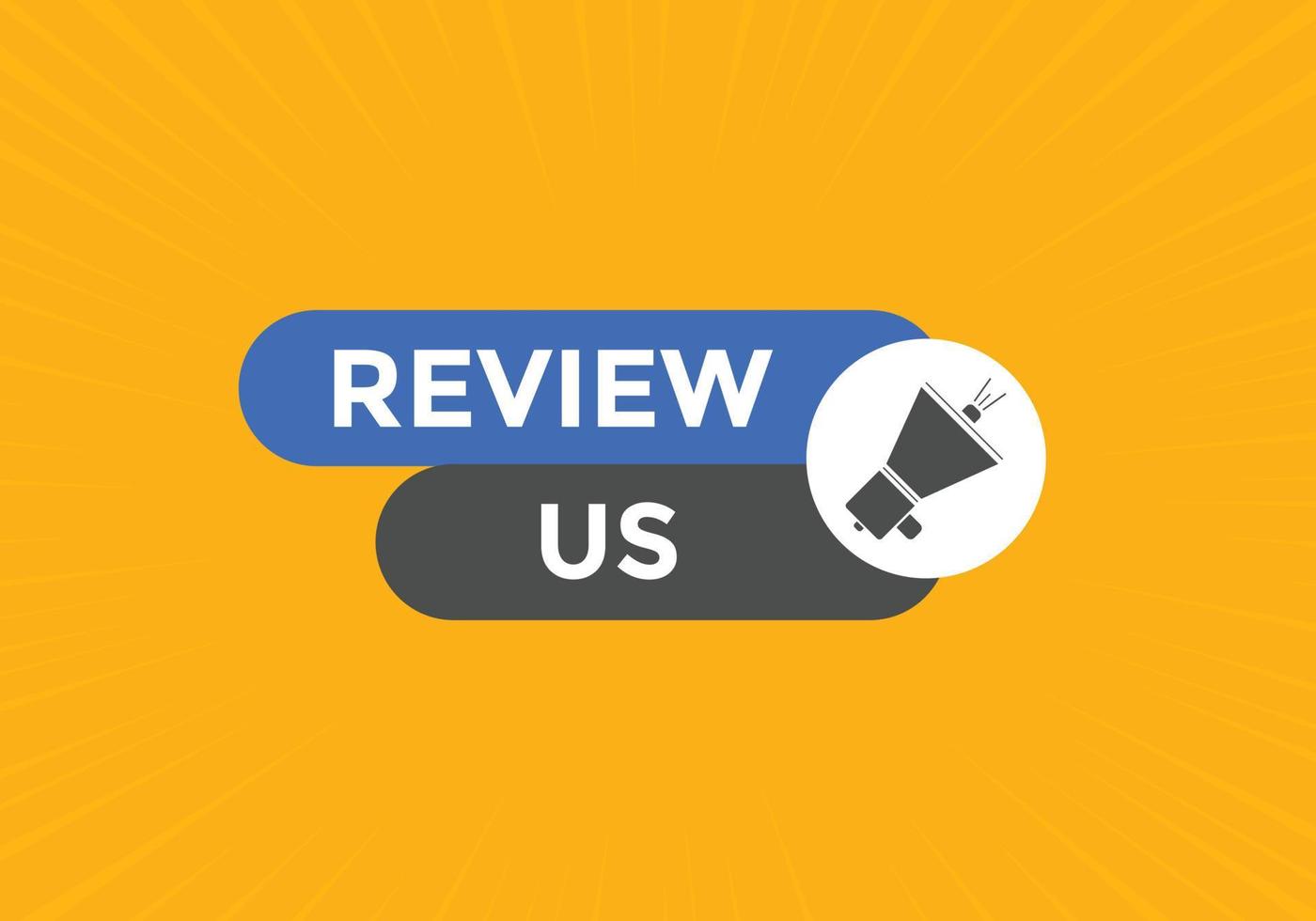 Review us Start now button. Review us User rating social banner promotion. Review Us text social media template vector