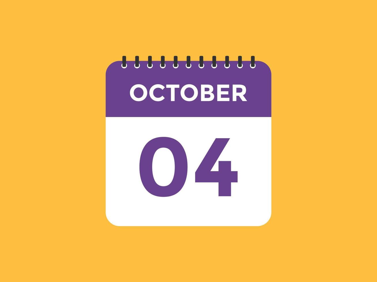 Recordatorio del calendario del 4 de octubre. Plantilla de icono de calendario diario del 4 de octubre. plantilla de diseño de icono de calendario 4 de octubre. ilustración vectorial vector