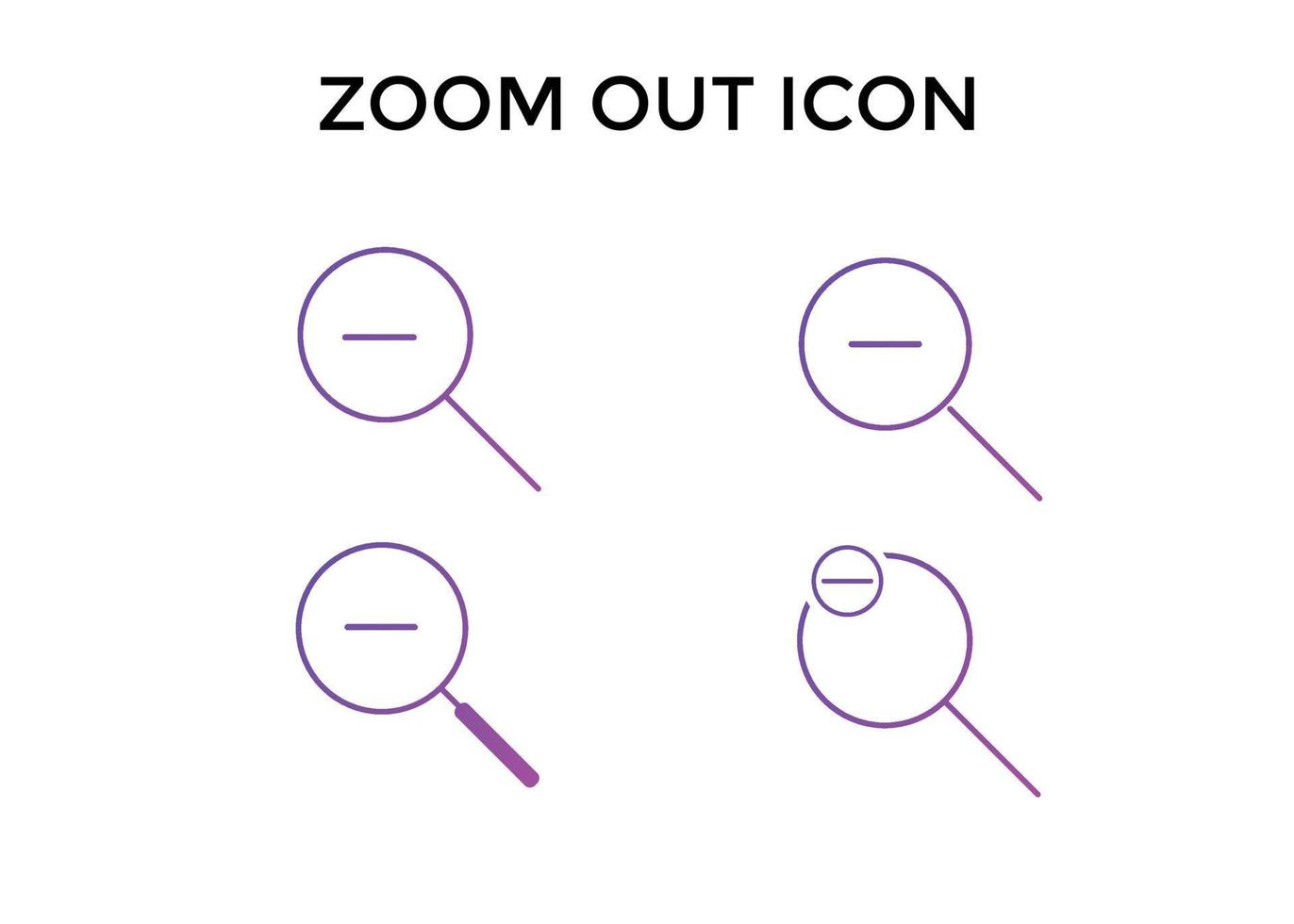 Set of zoom out icons. Magnifying glass zoom out sign. Used for SEO or websites vector
