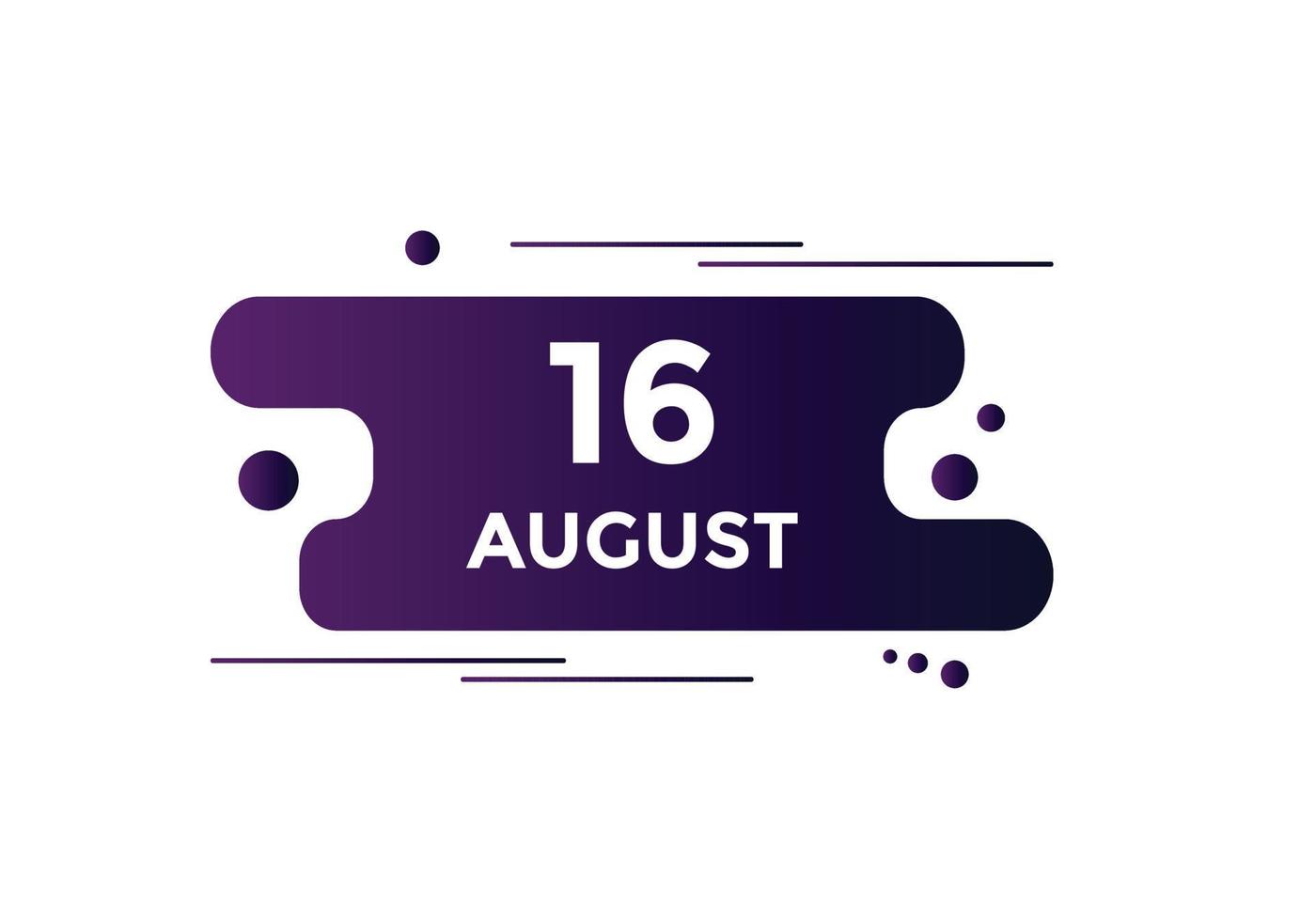 august 16 calendar reminder. 16th august daily calendar icon template. Calendar 16th august icon Design template. Vector illustration