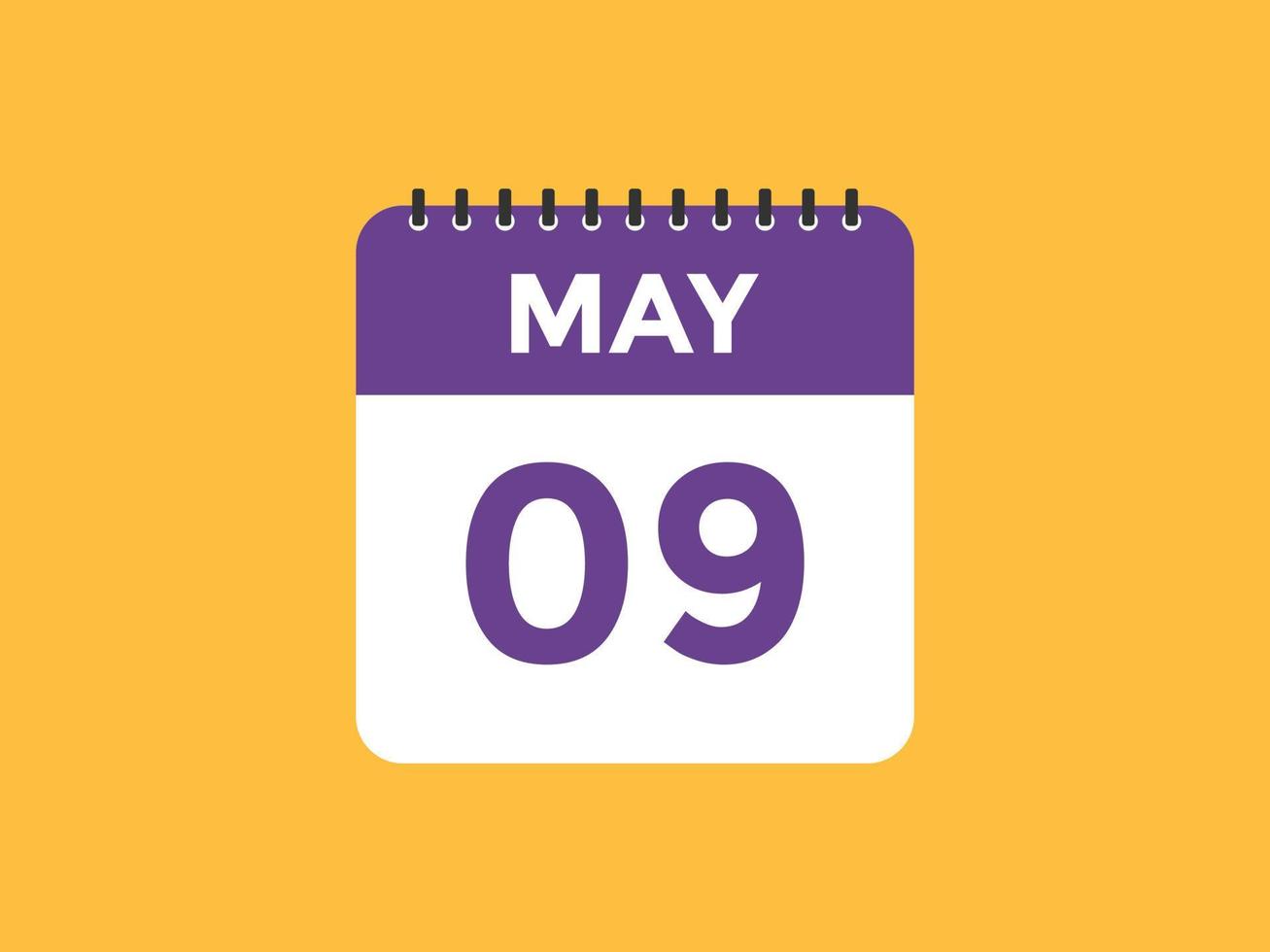 may 9 calendar reminder. 9th may daily calendar icon template. Calendar 9th may icon Design template. Vector illustration