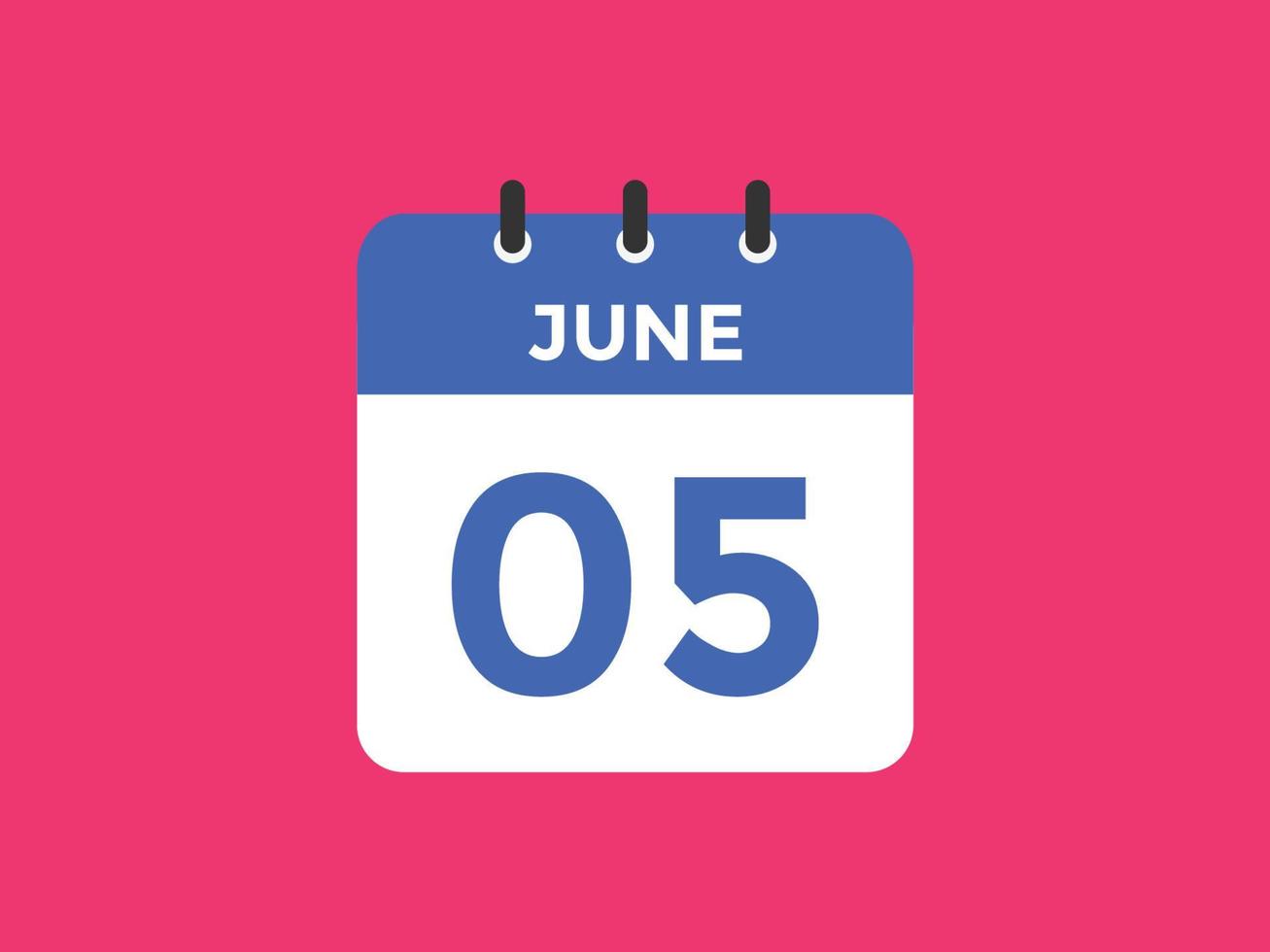 june 5 calendar reminder. 5th june daily calendar icon template. Calendar 5th june icon Design template. Vector illustration