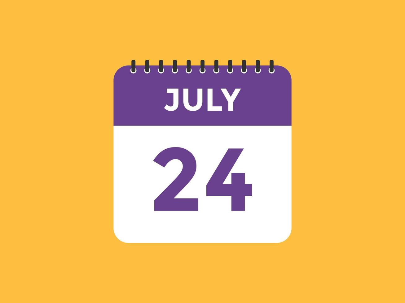 Recordatorio del calendario del 24 de julio. Plantilla de icono de calendario diario del 24 de julio. plantilla de diseño de icono de calendario 24 de julio. ilustración vectorial vector