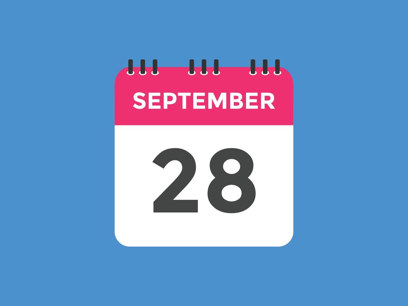 Recordatorio del calendario del 28 de septiembre. Plantilla de icono de calendario diario del 28 de septiembre. plantilla de diseño de icono de calendario 28 de septiembre. ilustración vectorial vector