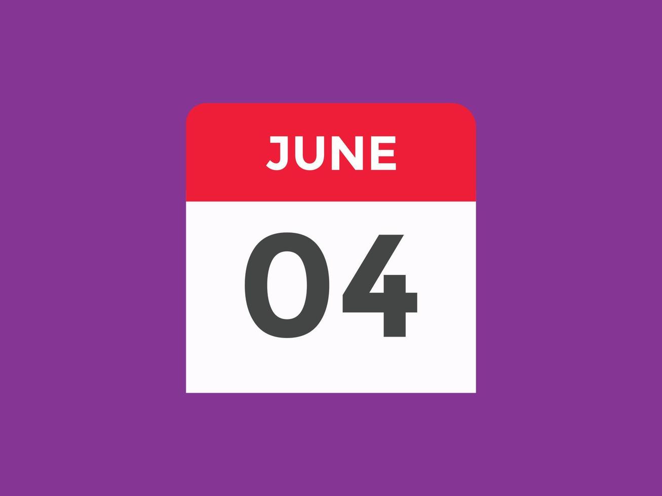 june 4 calendar reminder. 4th june daily calendar icon template ...