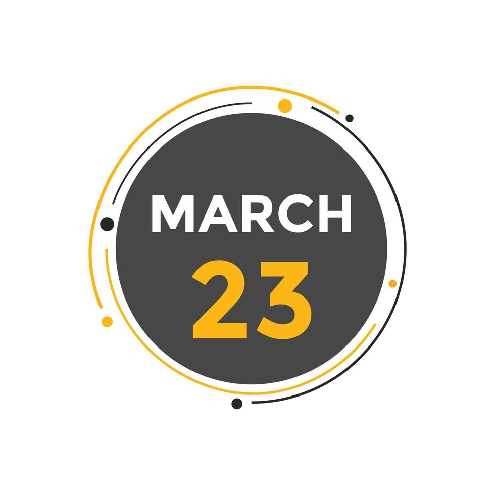 march 23 calendar reminder. 23th march daily calendar icon template. Calendar 23th march icon Design template. Vector illustration