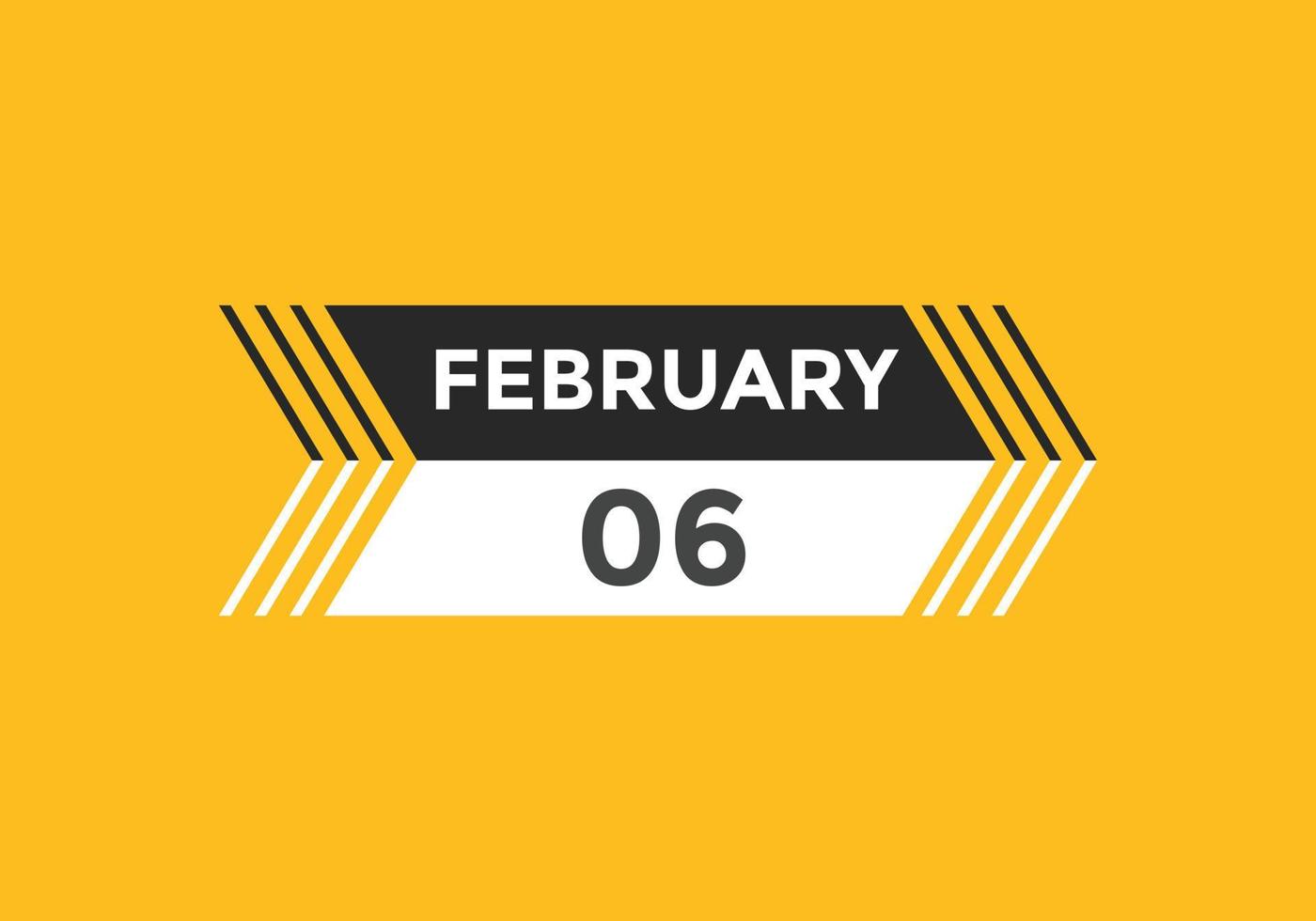 february 6 calendar reminder. 6th february daily calendar icon template. Calendar 6th february icon Design template. Vector illustration