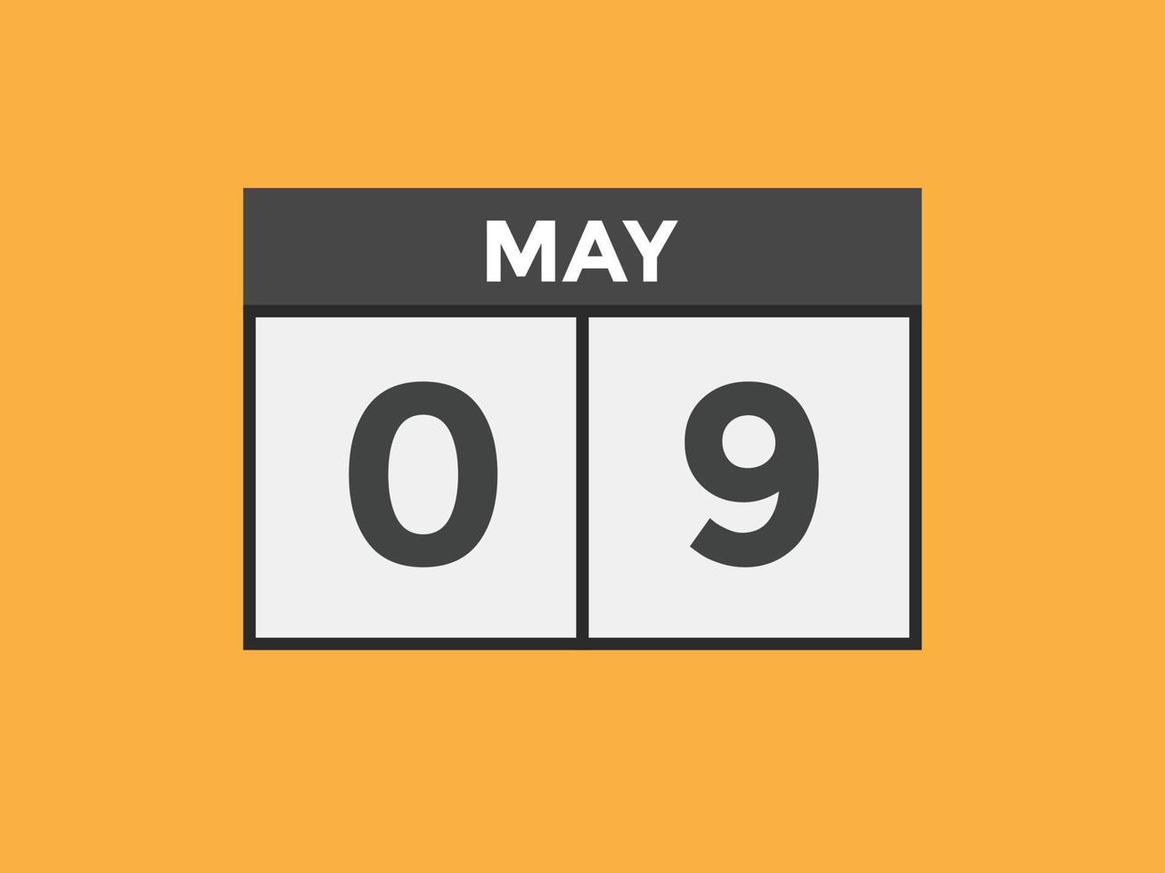may 9 calendar reminder. 9th may daily calendar icon template. Calendar 9th may icon Design template. Vector illustration