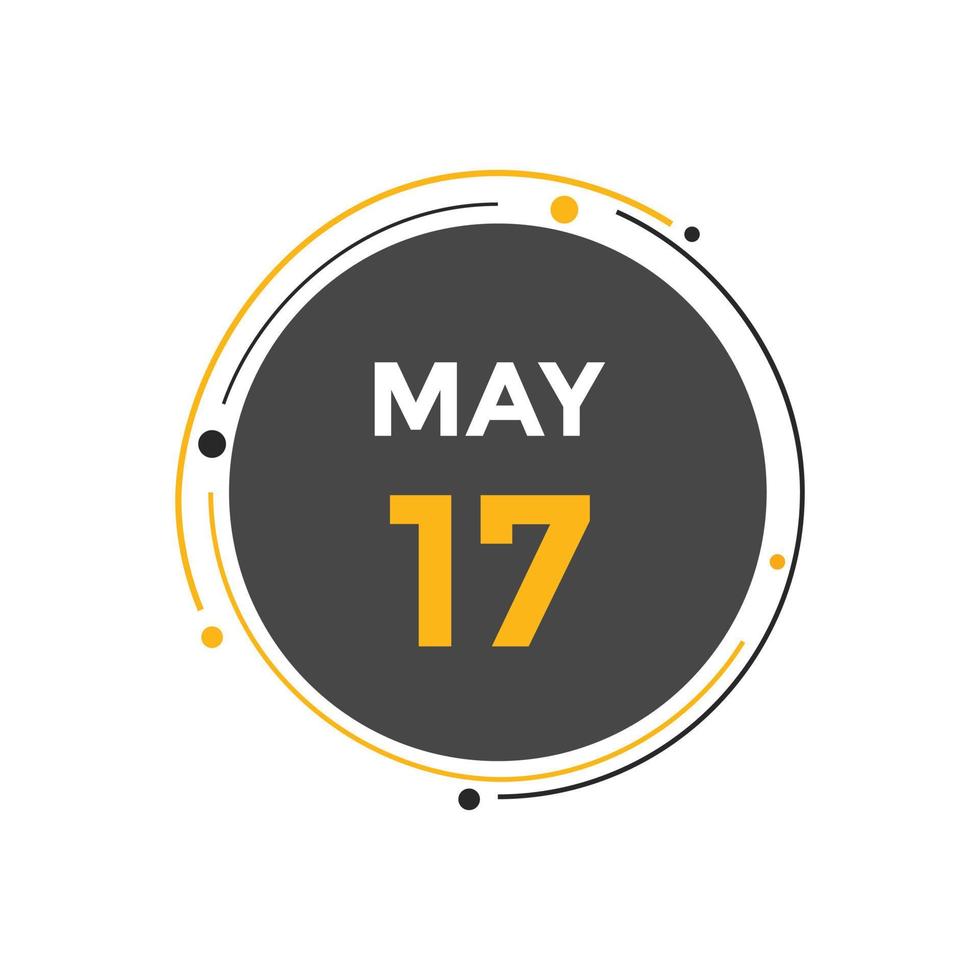 may 17 calendar reminder. 17th may daily calendar icon template. Calendar 17th may icon Design template. Vector illustration