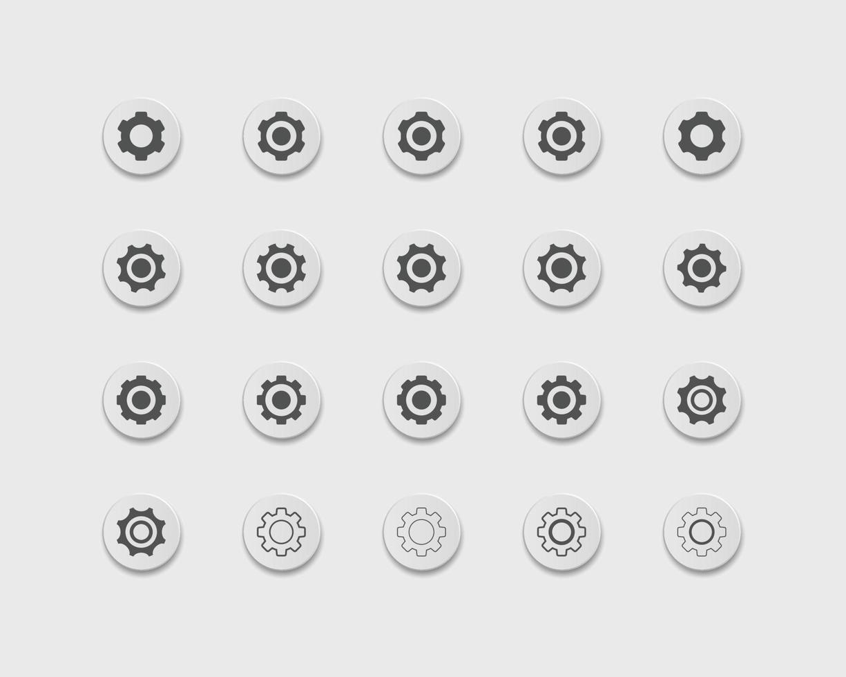 set of Setting icon gradient color for apps or web interface with button. Set of settings, Gear, Cog icon vector with button. Sign flat style setting or gear