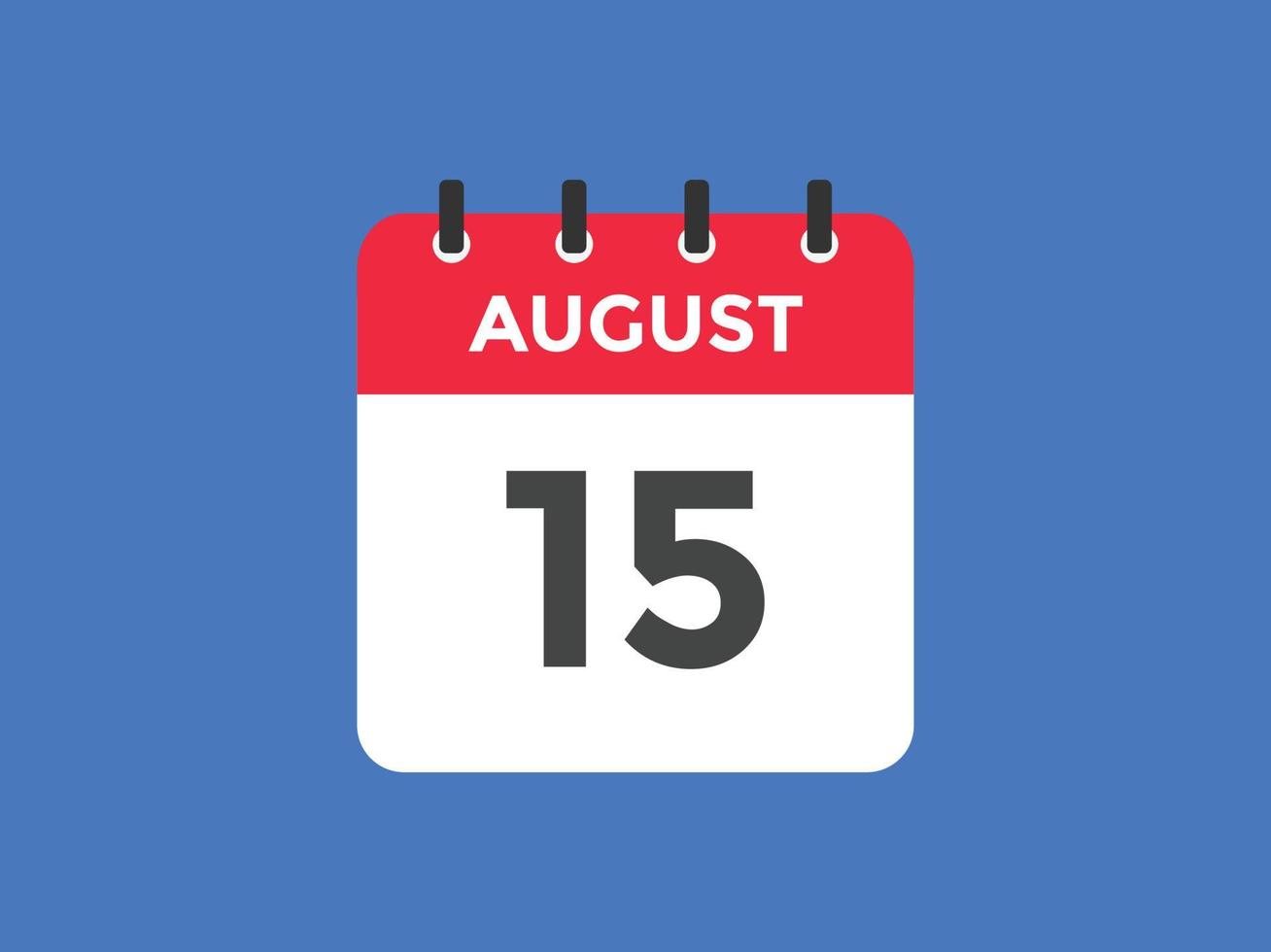 august 15 calendar reminder. 15th august daily calendar icon template. Calendar 15th august icon Design template. Vector illustration