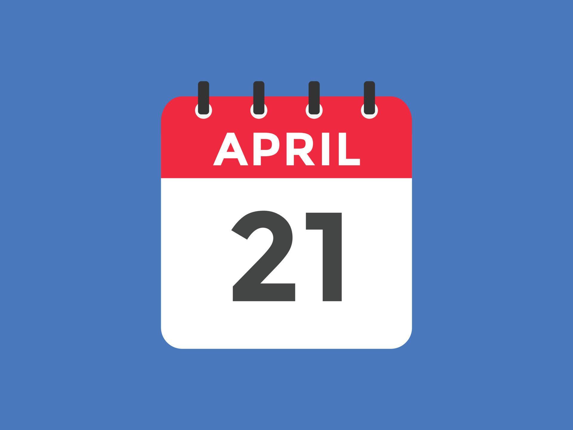 april 21 calendar reminder 21th april daily calendar icon template