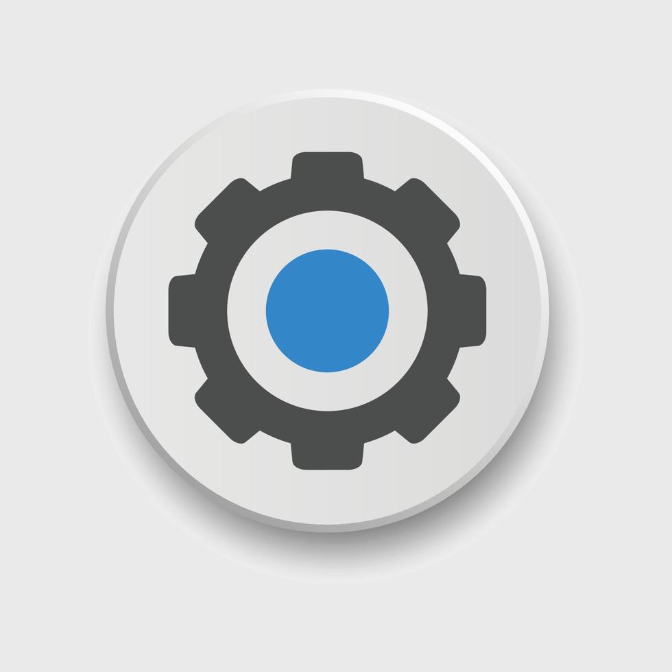 Setting icon for apps or web interface with button. Set of settings, Gear, Cog icon vector with button. Sign flat style setting or gear with button