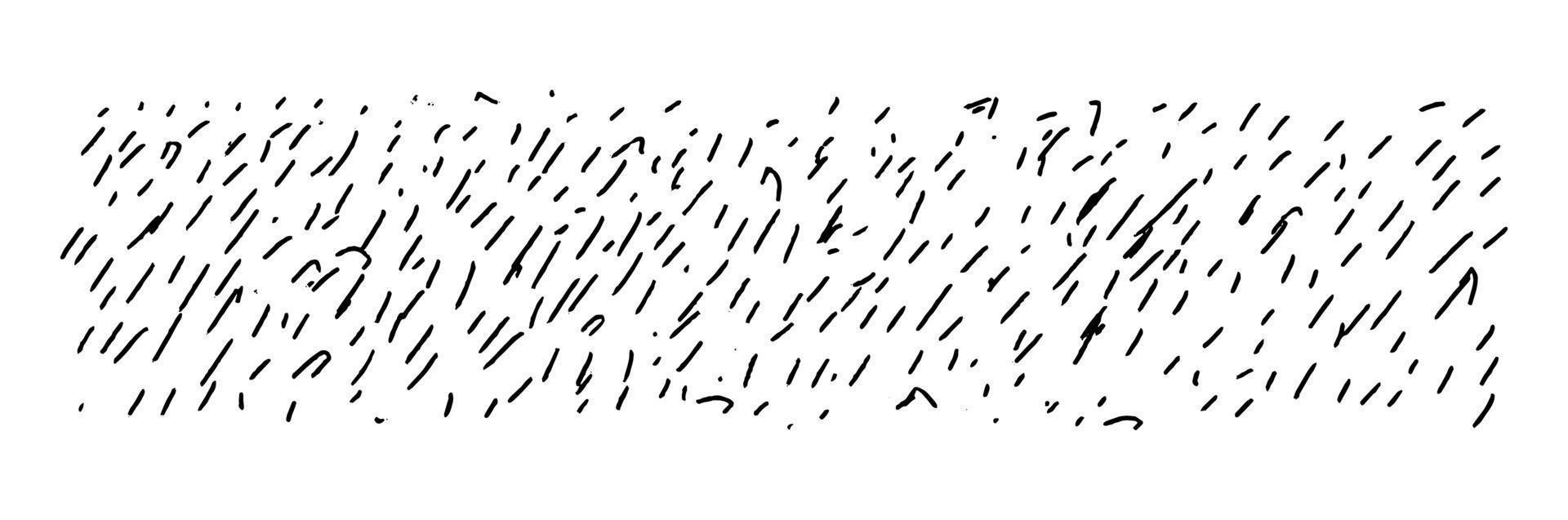 trazos dispersos cortos diagonales dibujados. líneas cortas finas irregulares dibujadas a mano. textura de fondo horizontal aislado en blanco. vector