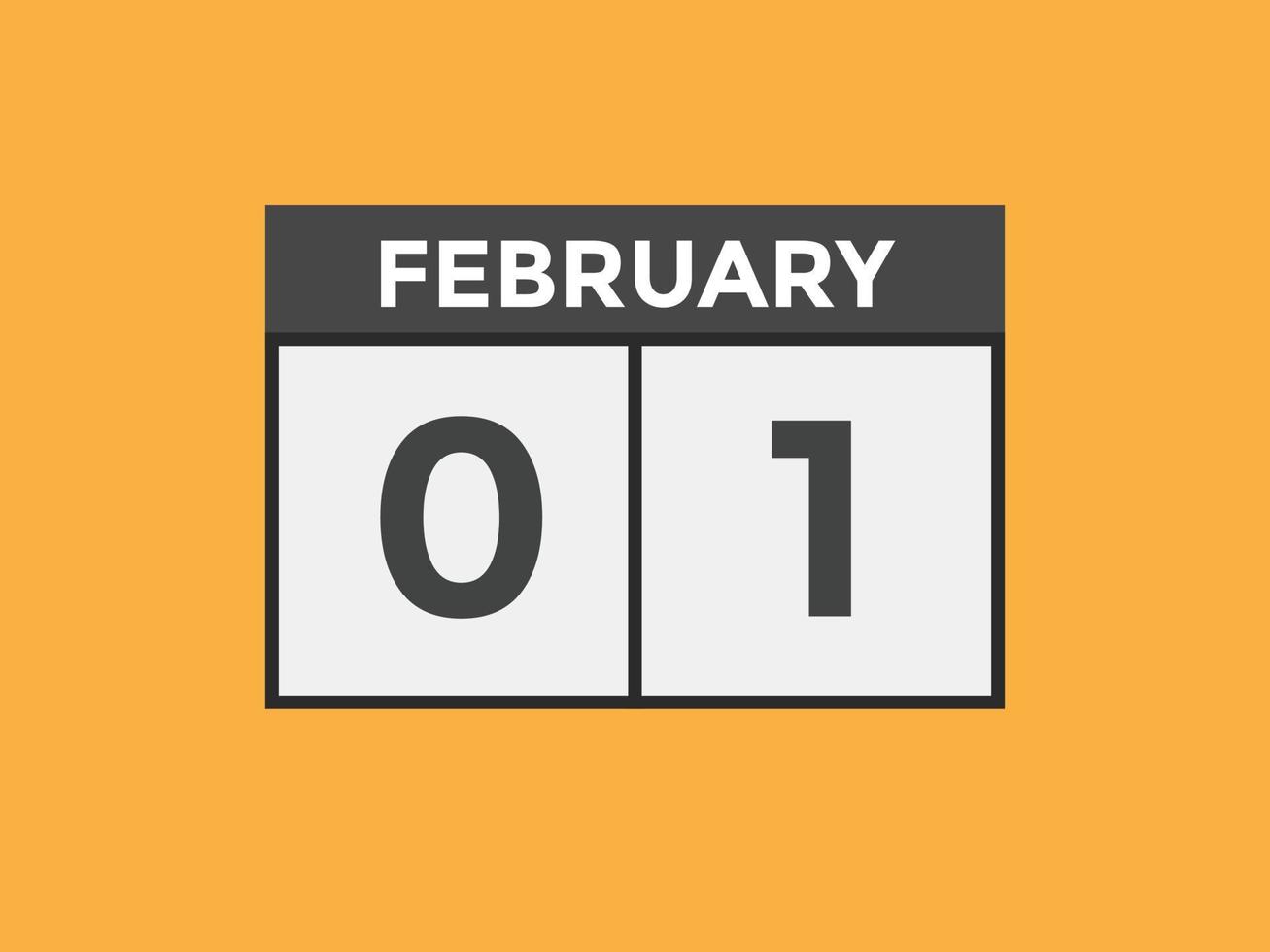 Recordatorio del calendario del 1 de febrero. Plantilla de icono de  calendario diario del 1 de febrero. calendario 1 de febrero plantilla de  diseño de iconos. ilustración vectorial 11068519 Vector en Vecteezy