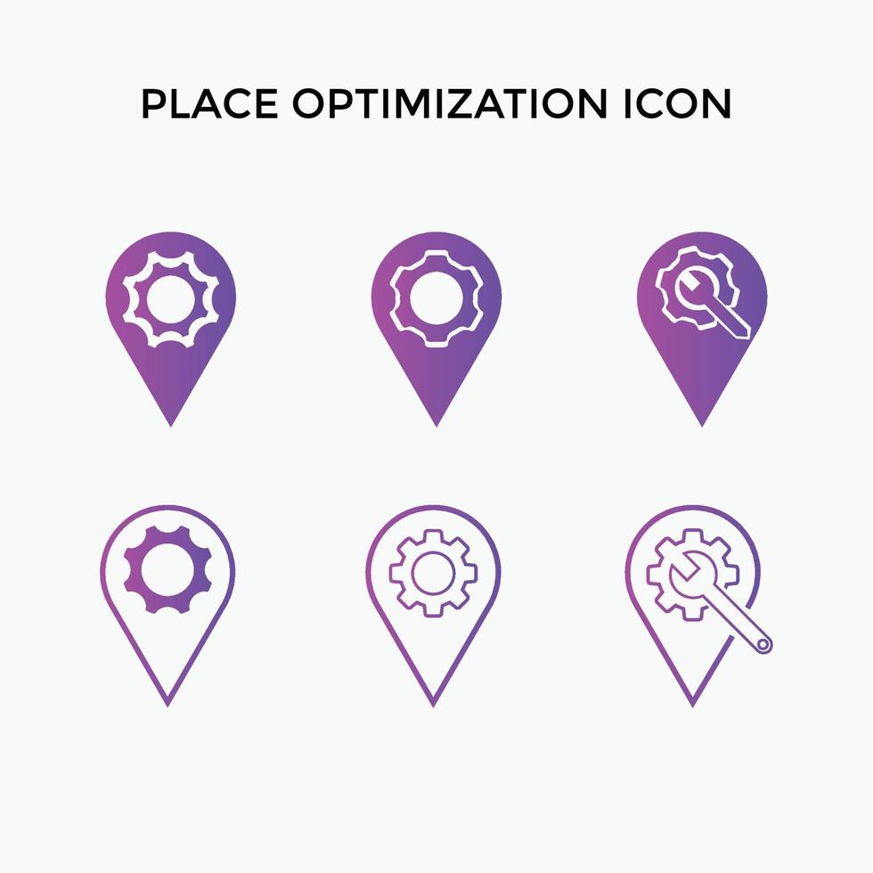 conjunto de icono de optimización de lugar vector