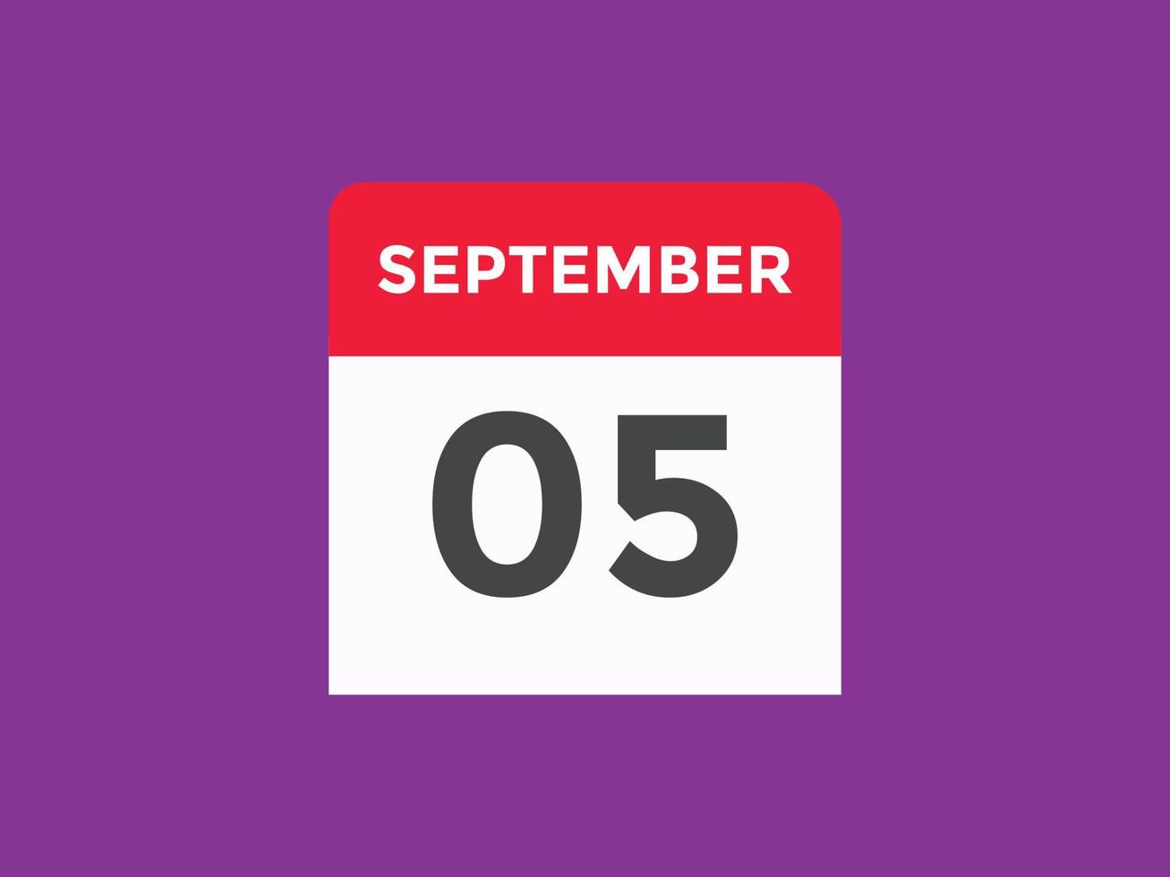 september 5 calendar reminder. 5th september daily calendar icon