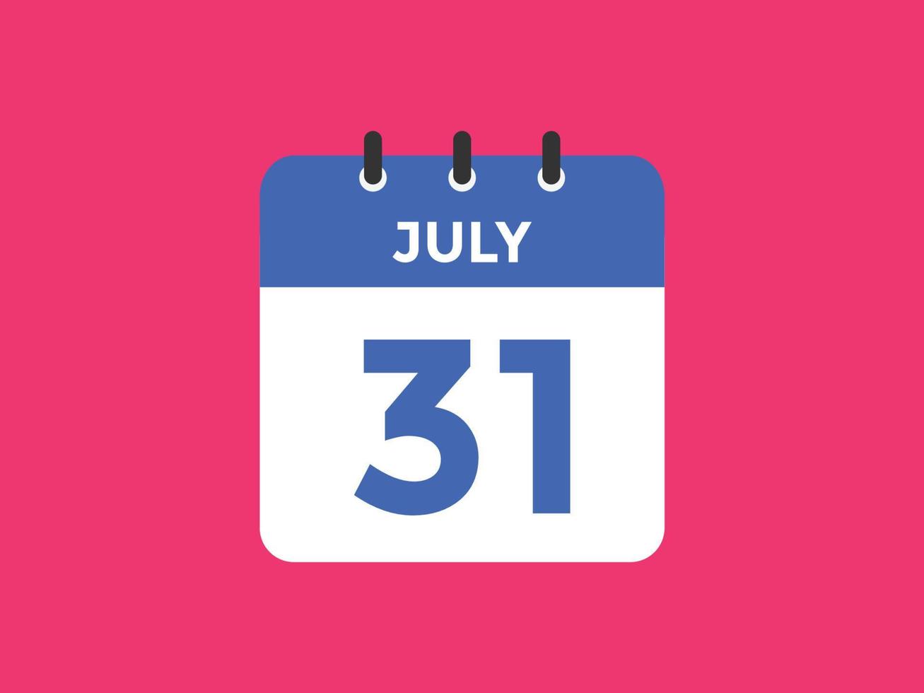 july 31 calendar reminder. 31th july daily calendar icon template. Calendar 31th july icon Design template. Vector illustration