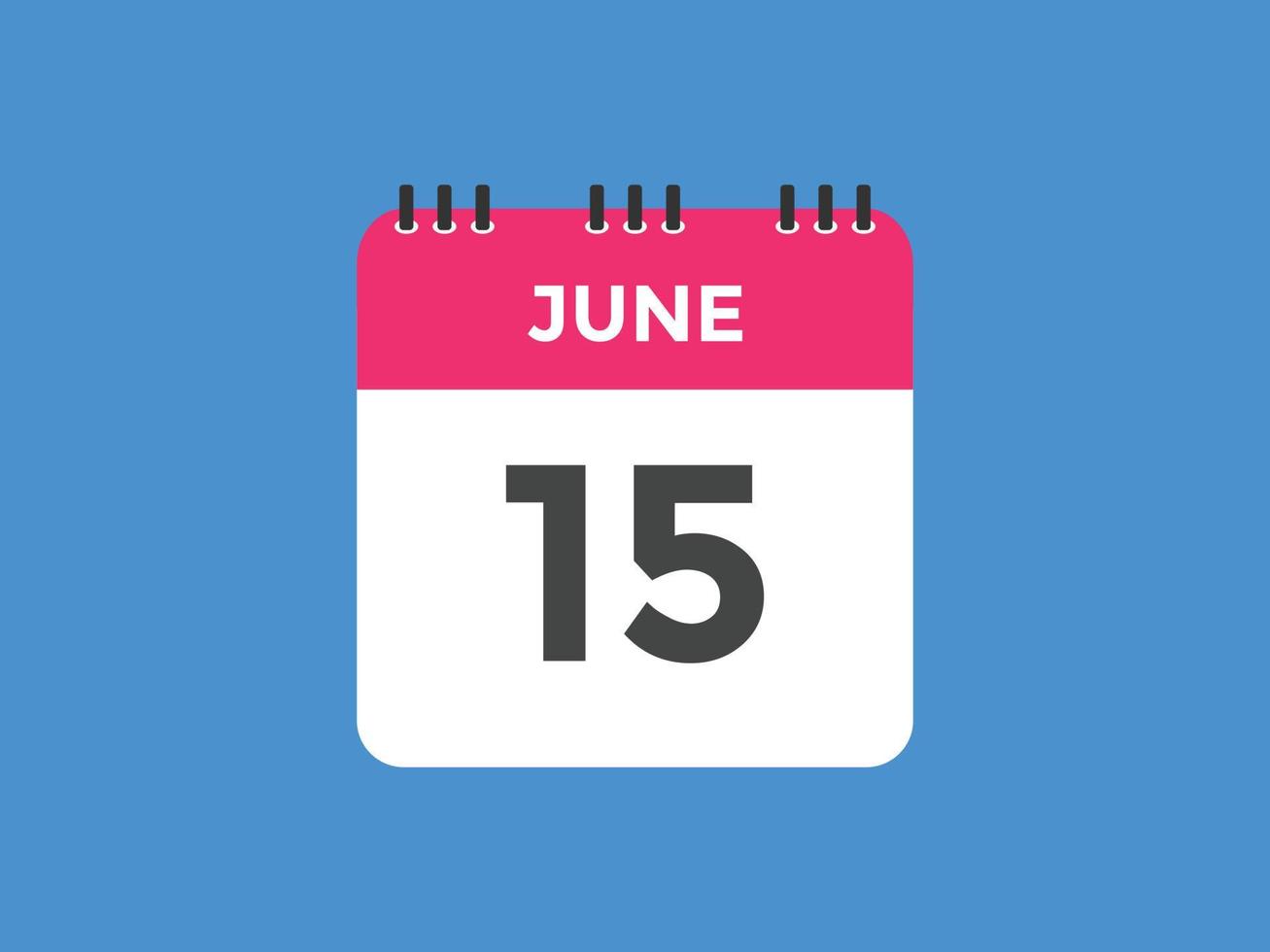 Recordatorio del calendario del 15 de junio. Plantilla de icono de calendario diario del 15 de junio. plantilla de diseño de icono de calendario 15 de junio. ilustración vectorial vector