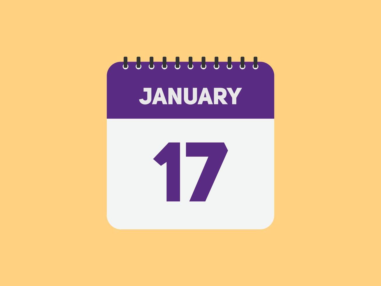 Recordatorio del calendario del 17 de enero. Plantilla de icono de calendario diario del 17 de enero. plantilla de diseño de icono de calendario 17 de enero. ilustración vectorial vector