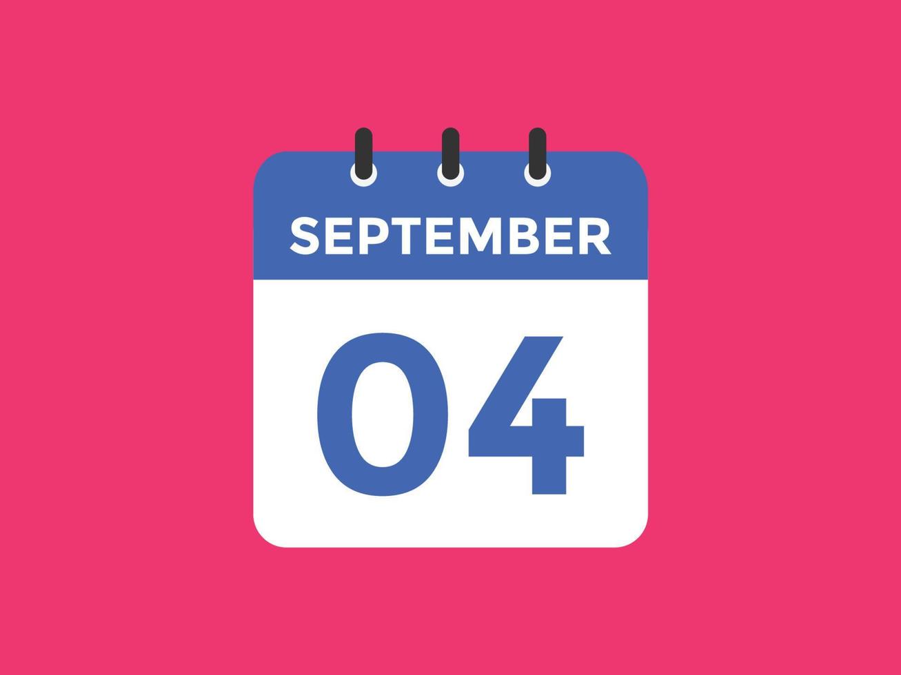 september 4 calendar reminder. 4th september daily calendar icon template. Calendar 4th september icon Design template. Vector illustration